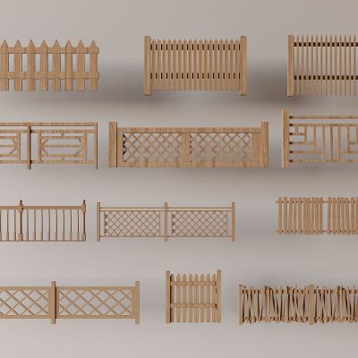 新中式围栏防护栏 实木栏杆围挡围墙 庭院木篱笆栅栏