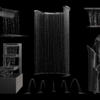 现代喷泉 流水 水幕 瀑布