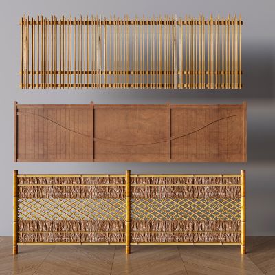 新中式围栏防护栏 竹篱笆围墙栅栏 庭院藤编木围栏