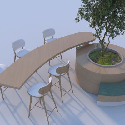 现代景观座椅树池