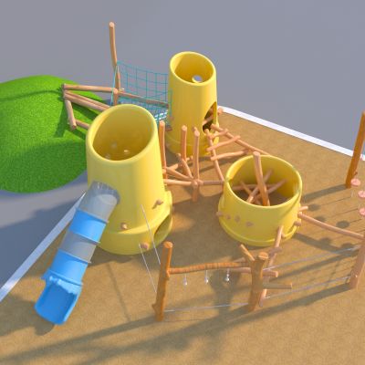 现代原木儿童游乐设备