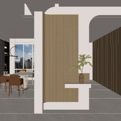 北欧 奶油风 弧形造型 造型灯带 糖果釉 无主灯 入户 玄关