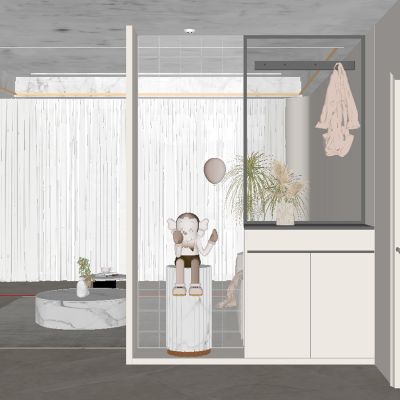 现代奶油风玄关柜 隔断