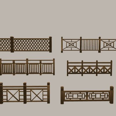 中古风楼梯栏杆 实木扶手栏杆围栏 镂空隔断防护栏