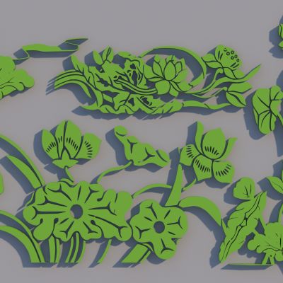 新中式荷花荷叶墙饰 荷花荷叶剪影