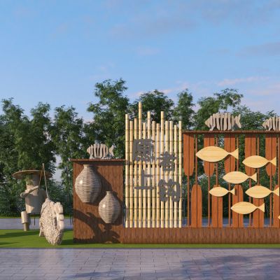 现代鱼文化雕塑小品 乡村钓鱼雕塑