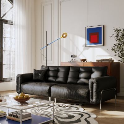 现代多人沙发 巴豪斯沙发 皮质沙发 直排沙发