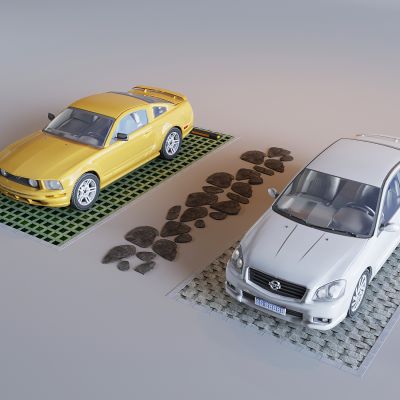 户外公共停车位 植草透水砖停车位 水泥砖停车场