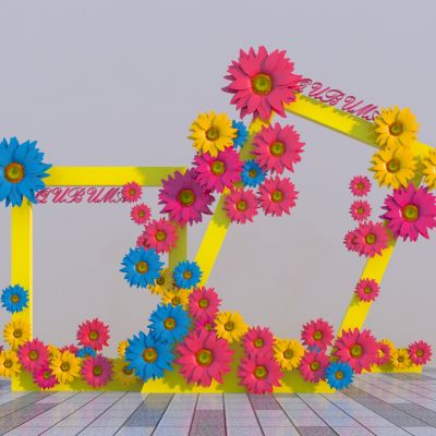 现代花朵相框美陈