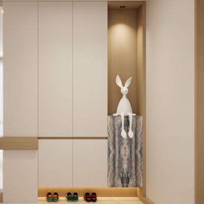 北欧 奶油风 透景 几何造型 线条灯 长虹玻璃 隔断 玄关