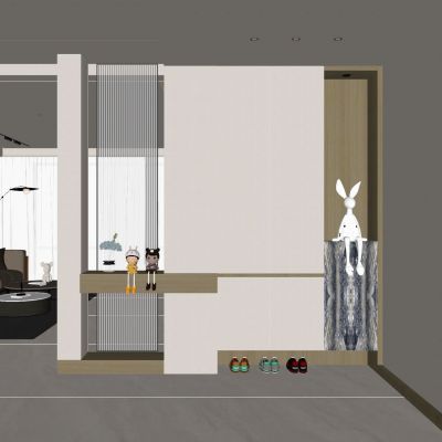 北欧 奶油风 透景 几何造型 线条灯 长虹玻璃 隔断 玄关