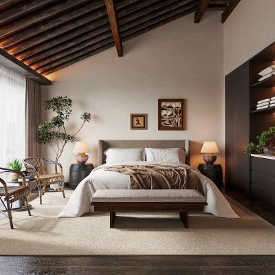 侘寂风民宿客房3D模型