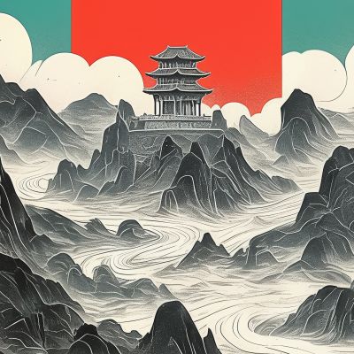 大美国风国潮元素中式美学壁画壁纸背景