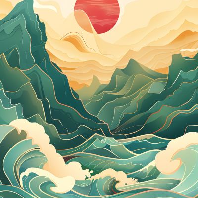 大美国风国潮元素中式美学壁画壁纸背景