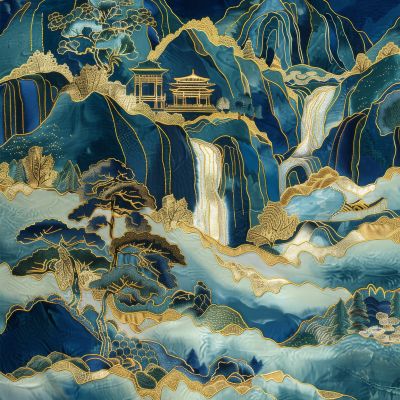 大美国风国潮元素中式美学壁画壁纸背景