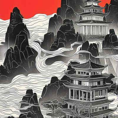 大美国风国潮元素中式美学壁画壁纸背景