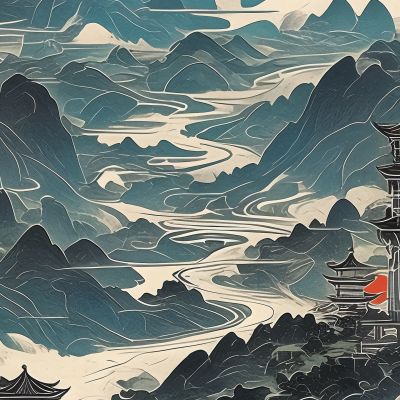 大美国风国潮元素中式美学壁画壁纸背景