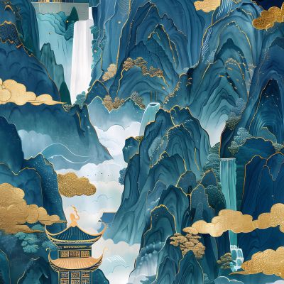 大美国风国潮元素中式美学壁画壁纸背景