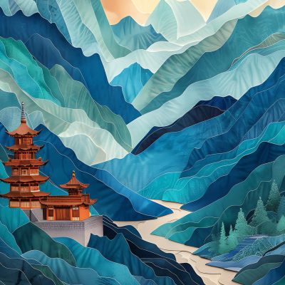 大美国风国潮元素中式美学壁画壁纸背景