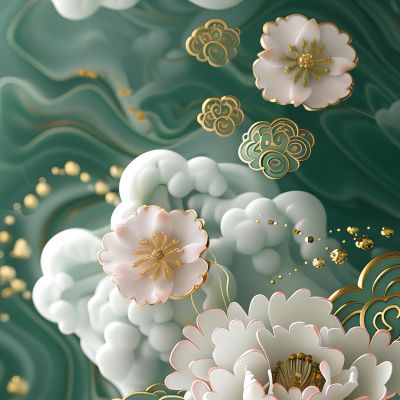 大美国风国潮元素中式美学壁画壁纸背景