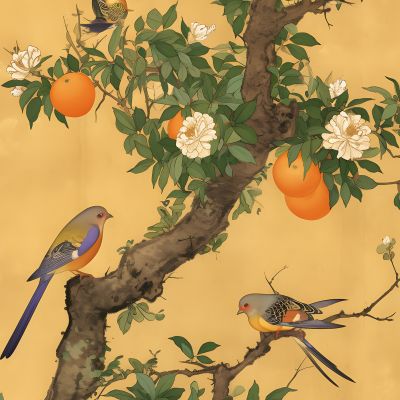 大美国风国潮元素中式美学壁画壁纸背景