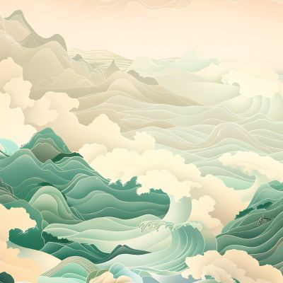 大美国风国潮元素中式美学壁画壁纸背景