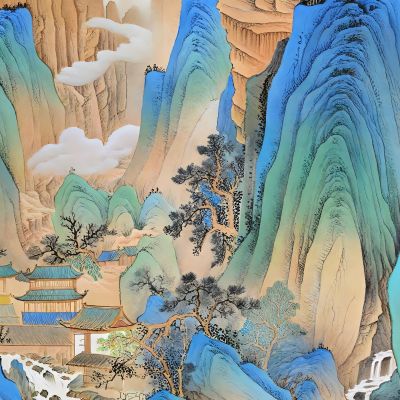 大美国风国潮元素中式美学壁画壁纸背景