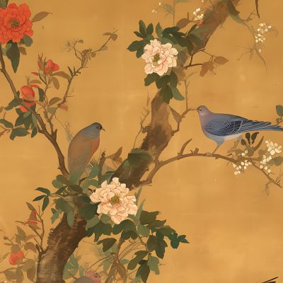 大美国风国潮元素中式美学壁画壁纸背景