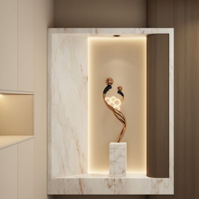 意式 轻奢风 几何造型 弧形柜 鞋柜 雕塑 端景 玄关