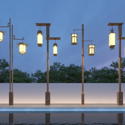 新中式木质路灯 