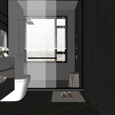 现代卫生间 浴室柜 洗脸盆 镜柜 马桶 淋浴房