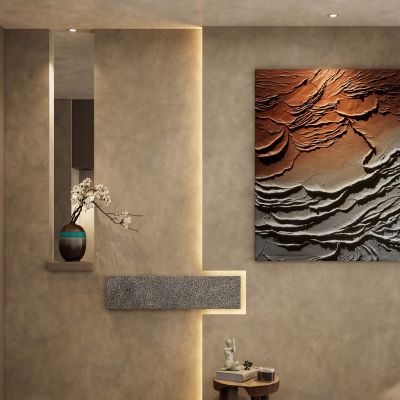 诧寂风 禅意 几何灯带 鞋柜 造景 花瓶 端景 玄关