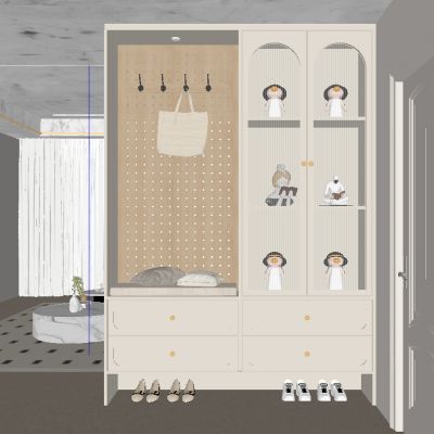 现代奶油风玄关柜