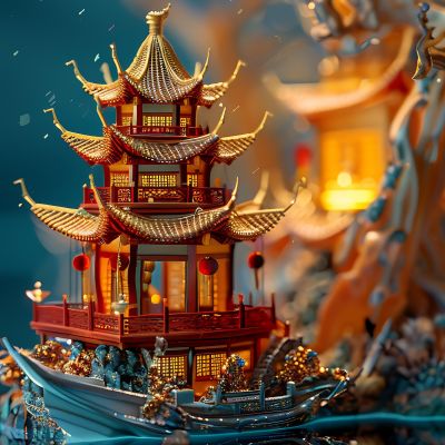 大美国风国潮元素中式美学壁画壁纸背景