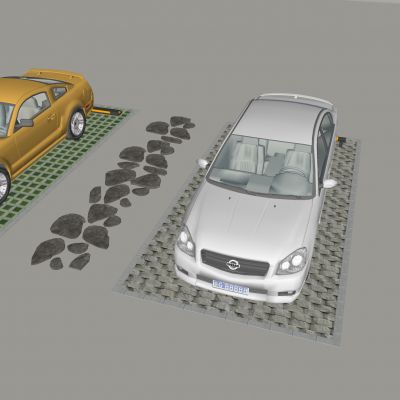 户外公共停车位 植草透水砖停车位 水泥砖停车场