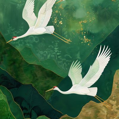 大美国风国潮元素中式美学壁画壁纸背景