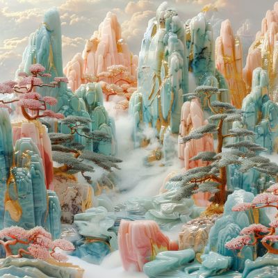 大美国风国潮元素中式美学壁画壁纸背景