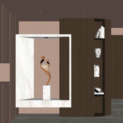 意式 轻奢风 几何造型 弧形柜 鞋柜 雕塑 端景 玄关