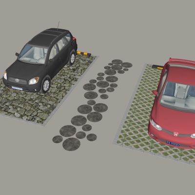 户外公共停车位 植草透水砖停车位 汽车轿车机动车