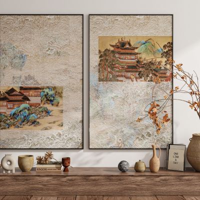  现代新中式侘寂中古风装饰画挂画