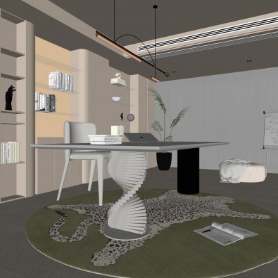 现代书房 无主灯书房 书柜组合 书桌组合 饰品摆件