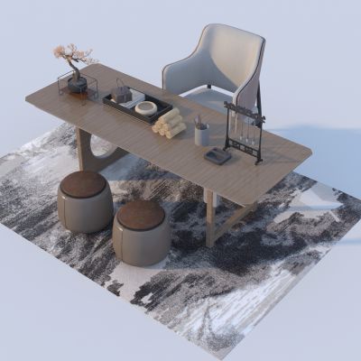 新中式书桌椅组合