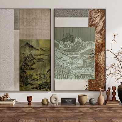  现代新中式侘寂中古风装饰画挂画