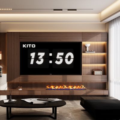 意式 轻奢风 实木墙板 内嵌电视 雕塑 别墅 玄关电视一体墙