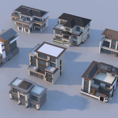 现代独栋别墅组合 