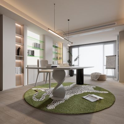 现代书房 无主灯书房 书柜组合 书桌组合 饰品摆件