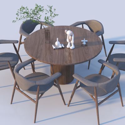 新中式侘寂餐桌椅 