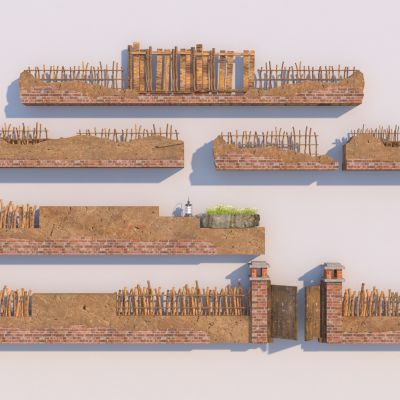 现代夯土墙围墙 