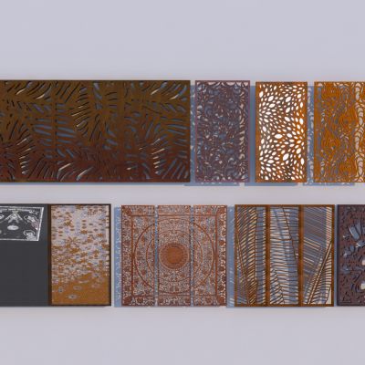 现代锈板景墙组合