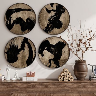  现代新中式侘寂中古风装饰画挂画